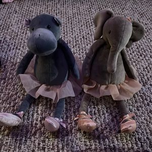 Jellycat ballerina elephant and hippopotamus - discontinued